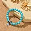 Dyed Synthetic Howlite Elephant Stretch Bracelets BJEW-JB01338-7