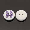 2-Hole Flat Round Mathematical Operators Printed Wooden Sewing Buttons X-BUTT-M002-13mm-05-2