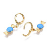 Brass Enamel Huggie Hoop Earrings EJEW-T014-19G-03-NF-3