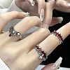 3Pcs Gothic Styles Brass Enamel Cuff Rings for Women FS-WGEADFE-12-1