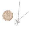 Brass Pave Clear Cubic Zirconia Bowknot Pendant 304 Stainless Steel Cable Chain Necklaces for Women NJEW-JN05357-3