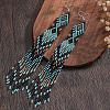 Bohemian Handmade Glass Seed Beads Rhombus Long Tassel Dangle Earrings AP6965-2