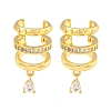 Brass Micro Pave Cubic Zirconia Cuff Earrings EJEW-C104-083G-1