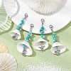 4Pcs 4 Styles Sea Animal Alloy & Natural Shell Pendant Decorations HJEW-JM02014-2