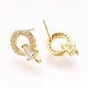Brass Micro Pave Cubic Zirconia Stud Earring Findings X-KK-F753-09G-RS-2