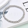 Brass Round Beaded Stretch Bracelets for Men Women BJEW-B148-05B-P-4