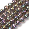 Electroplated Natural Agate Beads Strands G-B191-A07-10mm-03-2