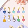 Smiling Face Alloy Enamel Pendant Decorations HJEW-JM02890-1