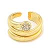 Brass Micro Pave Clear Cubic Zirconia Round Open Cuff Ring for Women RJEW-M173-09B-G-2