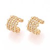 Brass Micro Pave Clear Cubic Zirconia Cuff Earrings EJEW-T047-83G-1