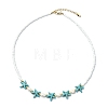 Ocean Sea Animals Synthetic Turquoise & Natural Cultured Freshwater Pearl & Glass Seed Beaded Necklaces for Women NJEW-JN06127-01-4