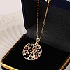 Colorful Tree of Life Necklace with Cubic Zirconia and Palm Cutout Pendant ST4397533-1