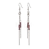 Round 304 Stainless Steel Natural Garnet Dangle Earrings EJEW-JE06783-03-3