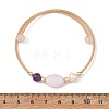 Round & Oval Natural Kunzite & Amethyst & Rose Quartz & Cultured Freshwater Pearl & Non-magnetic Synthetic Hematite Beaded Bangles BJEW-JB14080-02-4