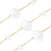 304 Stainless Steel & ABS Plastic Pearl Round & Shell Shape Bead Cable Chains CHS-G048-04G-1