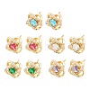 Brass Micro Pave Cubic Zirconia Stud Earrings for Women KK-A305-10G-2