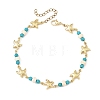 Ocean Dyed Synthetic Turquoise Beads & 304 Stainless Steel Link Chain Anklets GG-AJEW-AN00833-03-3