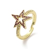 Brass Pave Cubic Zirconia Adjustable Rings RJEW-M170-24G-1
