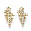 Brass Micro Pave Clear Cubic Zirconia Charms KK-S348-525-NF-1