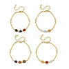Natural Mixed Stone Star Cut Round and Brass Tube Beaded Bracelets for Women BJEW-JB14439-3