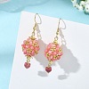 Glass & Dyed Natural Malaysia Jade & Natural Red Jasper/Amethyst/Tiger Eye/Lapis Lazuli/Rhodonite Dangle Earrings EJEW-MZ00814-3