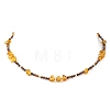 Natural Amber Chip and Faceted Round Tiger Eye Beaded Necklaces NJEW-JN05880-2