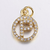 Long-Lasting Plated & Rack Plating Brass Micro Pave Cubic Zirconia Letter Charms ZIRC-A007-04P-G-1