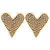 Rack Plating Heart Brass Pave Clear Cubic Zirconia Stud Earrings EJEW-I310-03G-2