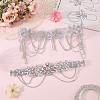 2Pcs 2 Styles Flower Forehead Crystal Rhinestone Headbands OHAR-ME0001-17-4