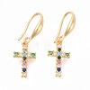 Brass Micro Pave Cubic Zirconia Dangle Earrings EJEW-F233-02G-1