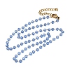 304 Stainless Steel with Glass Faceted Rondelle Bead Handmade Link Chain Birth Stone Necklaces for Women NJEW-G195-01G-07-4