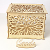 Rectangle Hollow Wood Wedding Card Box with Iron Lock HULI-PW0002-148D-1