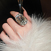 Brass with Crystal Rhinestone Cuff Open Rings FS-WG214C1-01-4