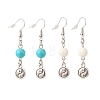 2Pair 2 Style Natural & Synthetic Mixed Stone with Yin Yang Long Dangle Earrings EJEW-JE04962-4