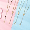 Faceted Glass and Brass Rosary Bead Necklaces NJEW-JN05672-2
