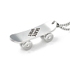 304 Stainless Steel Skateboard with Word Skate Spirit Pendant Necklace NJEW-M188-01P-2
