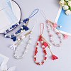 Polymer Clay Rhinestone & Glass Beaded Chain Mobile Strap HJEW-SW00021-02-5