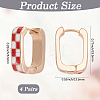 4 Pairs Rectangle with Tartan Pattern Alloy Enamel Hoop Earrings EJEW-SC0002-26B-2