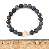 8.5MM Natural Dumortierite Round Beaded Stretch Bracelets BJEW-JB14304-4