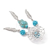 Alloy Synthetic Turquoise Beads Dream Catcher Pendants PALLOY-MZ00708-01-4
