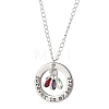 Glass and Alloy Round With Word Forever In My Heart Pendant Necklace NJEW-JN04697-03-2