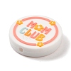 Flat Round with Word Mom Club Silicone Focal Beads SIL-Q025-02A-2