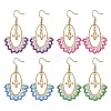 Oval Brass & 304 Stainless Steel Dangle Earrings EJEW-MZ00799-2