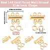 3Pcs 2 Holes Brass Slide Lock Clasps KK-BBC0027-60A-2