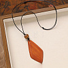 Wood Pendant Black Wax Cord Long Necklaces for Women FS-WG36920-15-1