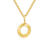 Personalized Stainless Steel Textured Alphabet Initial Pendant Necklaces for Women Men RF0956-15-1