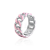 Stainless Steel Enamel Curb Chains Finger Rings WJ4756-8-1