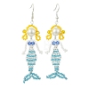 Copper Wire with Glass Beads Dangle Earrings EJEW-MZ00816-03-2