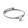 304 Stainless Steel Cuff Bangle with 201 Stainless Steel Heart Beaded BJEW-Z014-01P-3