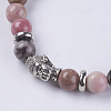 Natural Rhodonite Beads Stretch Bracelets BJEW-E325-D29-2